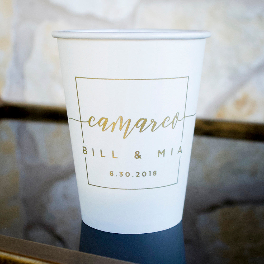 Elegant Square Monogram Paper Cups - GB Design House