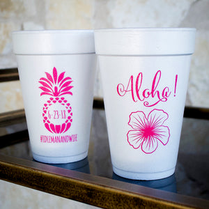 Tropical Wedding Pineapple Printed Foam Cups