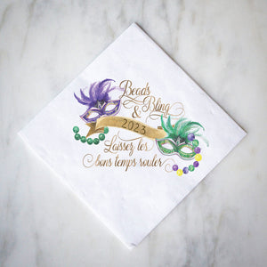 Beads And Bling Mardi Gras Full Color Napkins