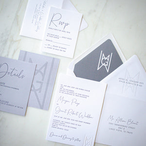 Contemporary Wedding Double Letterpress Invitations