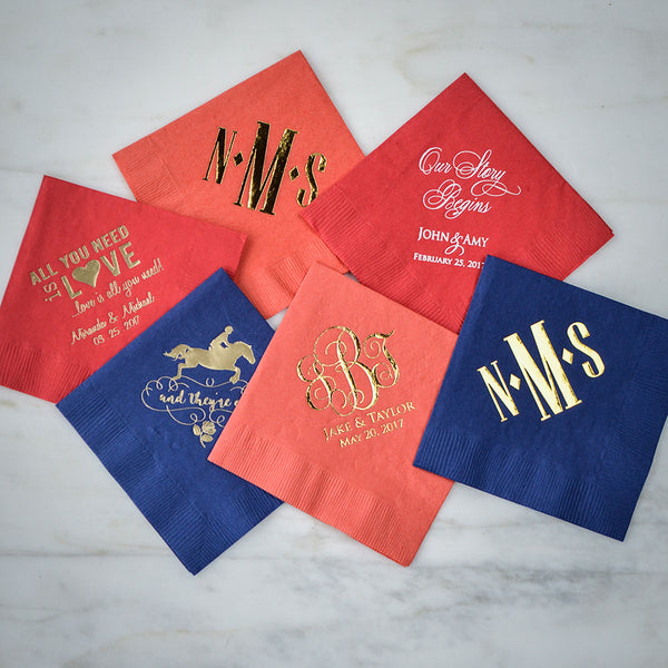 Custom Printed Party Cocktail Napkins GB Design House