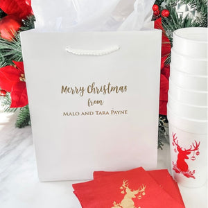 Personalized White Christmas Gift Bags
