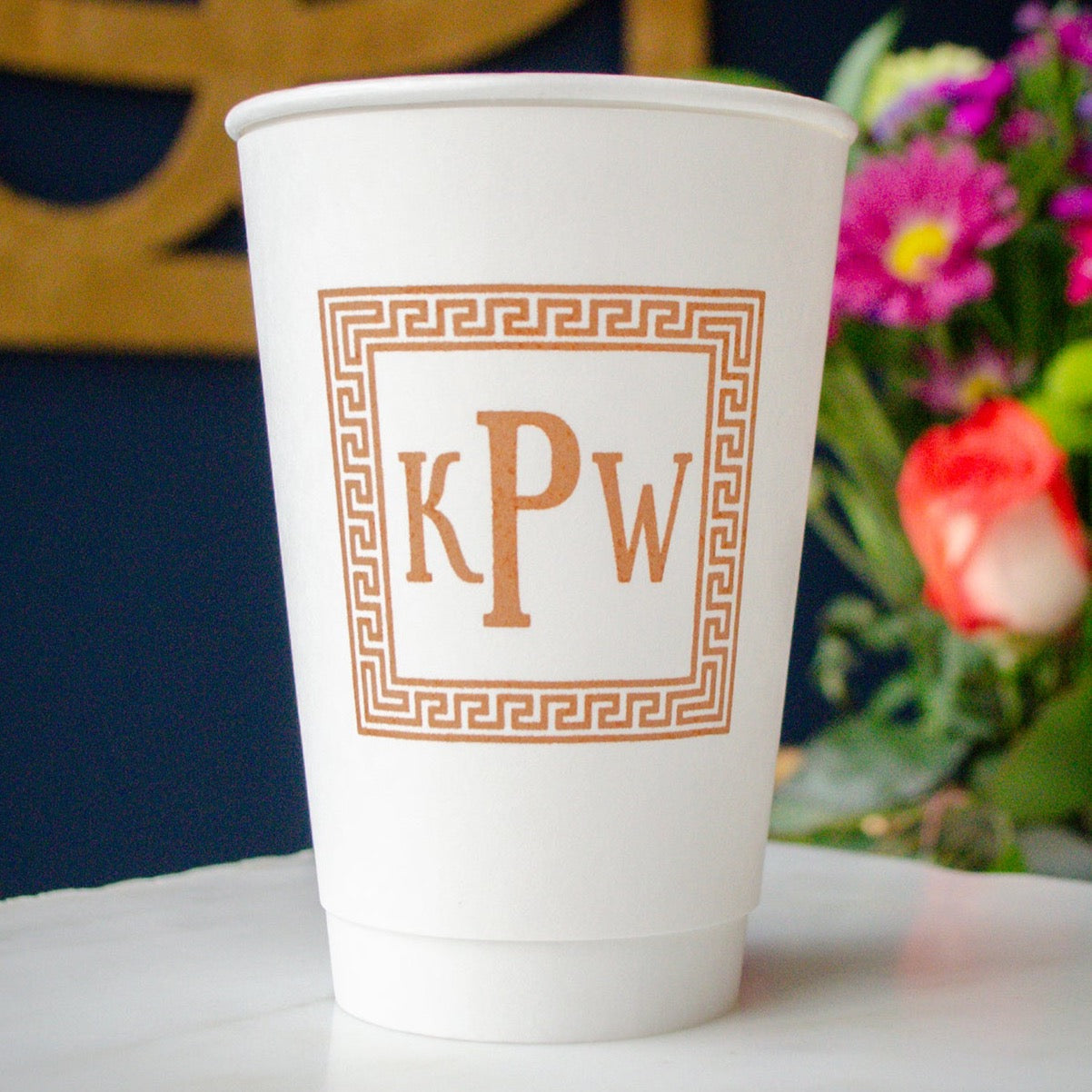 Custom Framed Initial Monogram Paper Cups - GB Design House