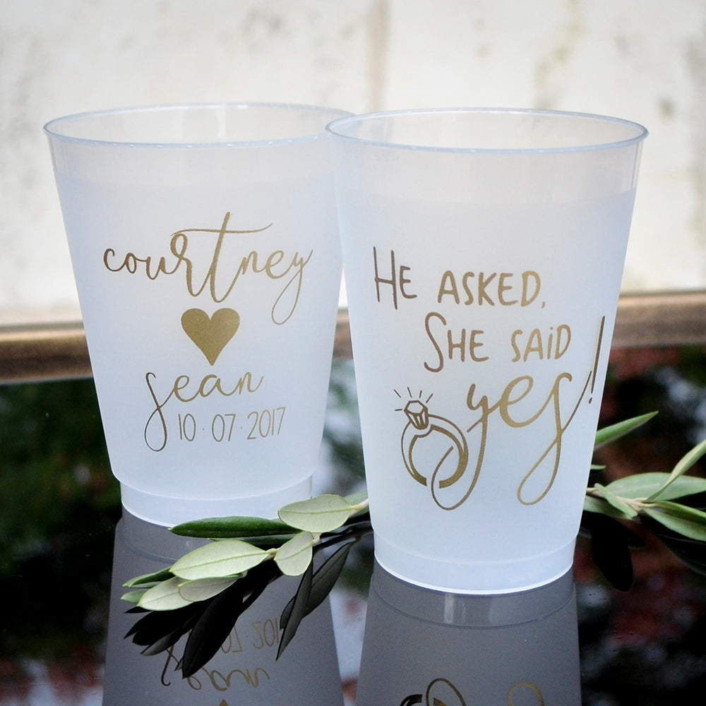 Personalized Heart and Names Shatterproof Wedding Cups