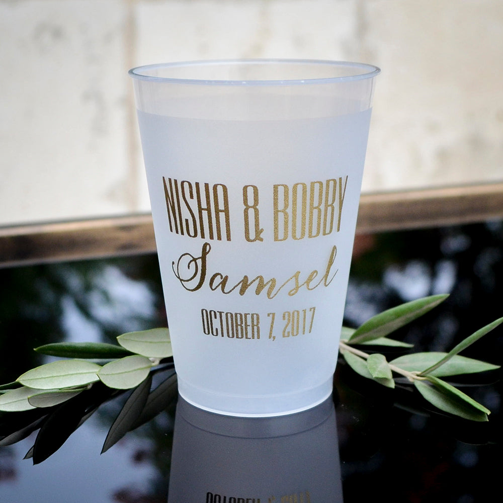 Couple's Shower Cups, Custom Frosted Plastic Cups, Engagement Party Cups,  Wedding Shower Cups, Personalized Shatterproof Cups, Wedding Cups 