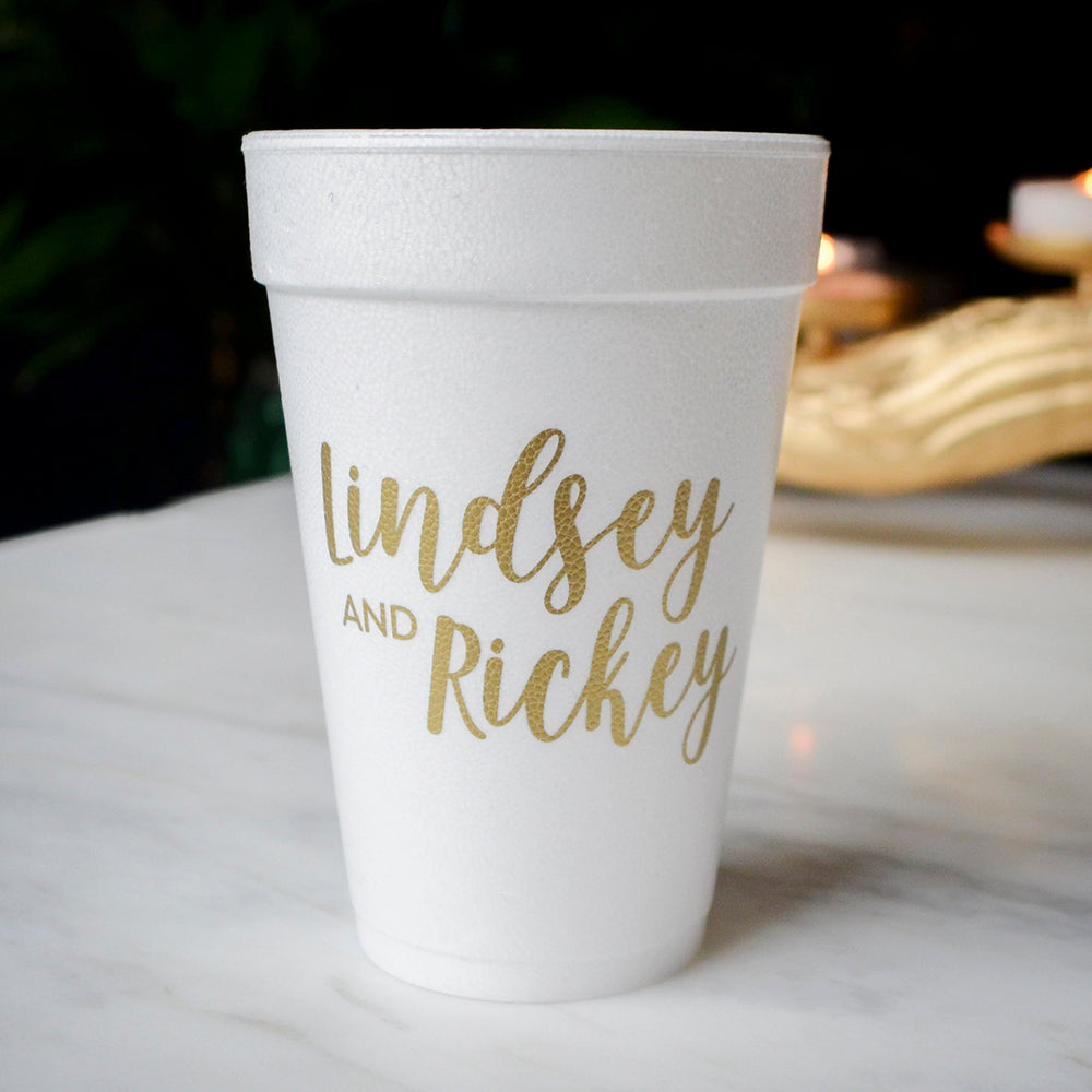 Scripted Cups Personalized Script Names Foam Cups - GB Design House