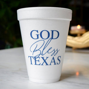Custom "God Bless Texas" Foam Cups