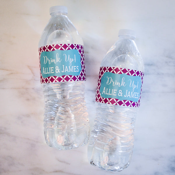 Drink Up Full Color Water Bottle Labels - GB Design House